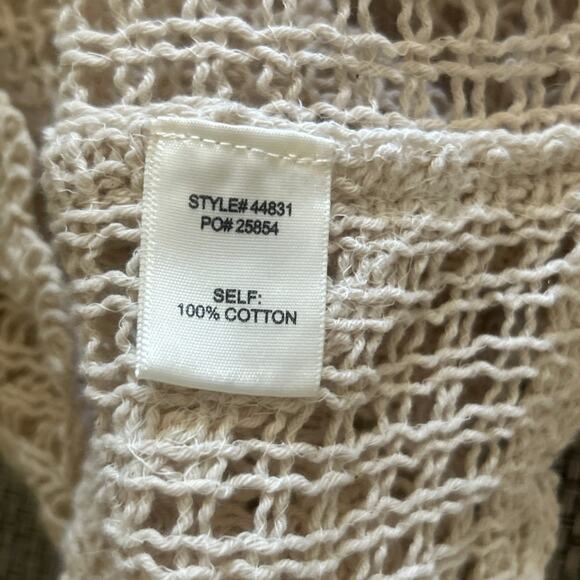 SKIES ARE BLUE NWT 100% Cotton Crochet Flutter Sleeve Vest Top Natural Beige L - Picture 5 of 6